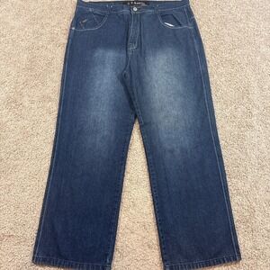 U.T. Sports Jeans Mens 40x32 Dark Wash Good Wide Leg Embroidered Y2K Baggy